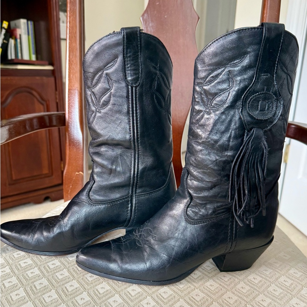 Cowboy black women’s leather boots 7.5